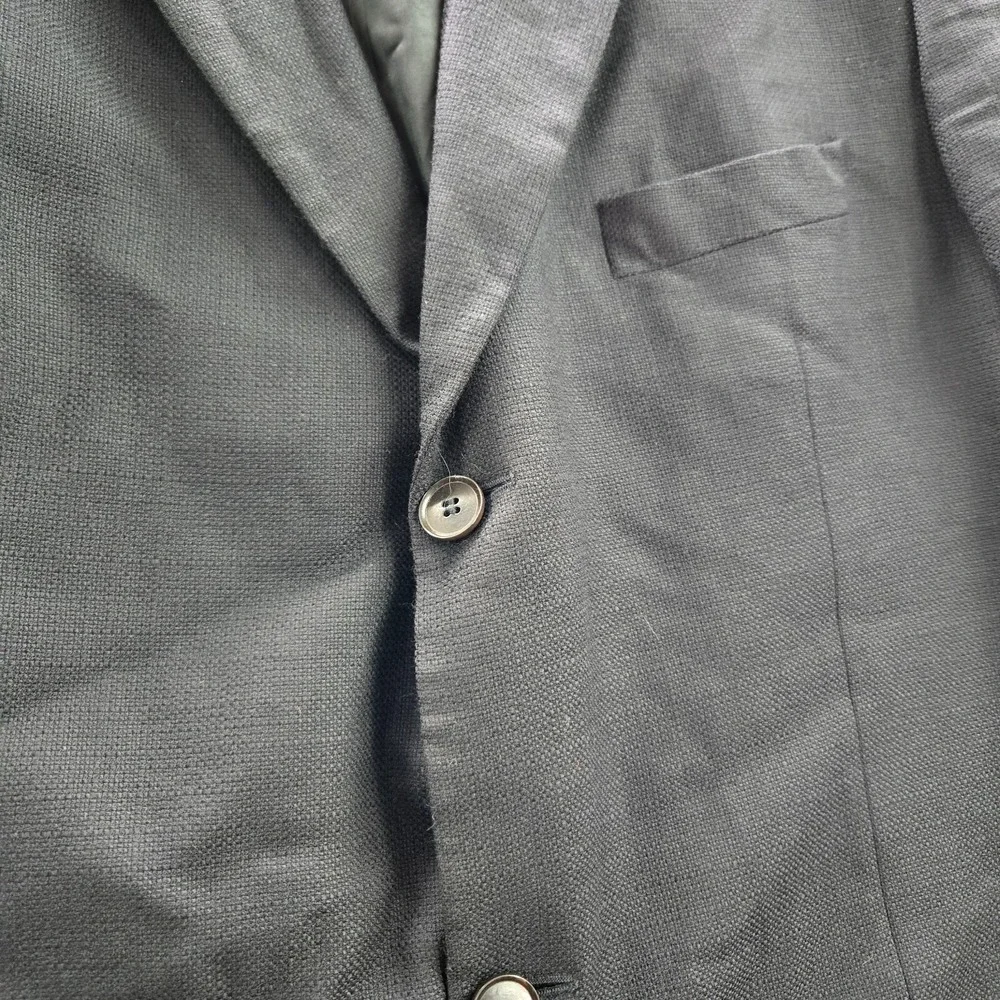 VINTAGE Hugo Boss Men Jacket 46L Black‎ Super 100 Wool Blazer Black Label